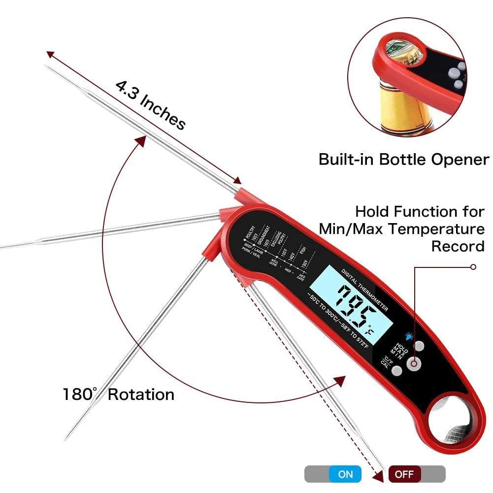 Wireless Meat Thermometer Digital for Grill - Instant Read Grill Thermometer, Food Thermometer for Outdoor Cooking, BBQ Accessories, Cooking Thermometer for Kitchen