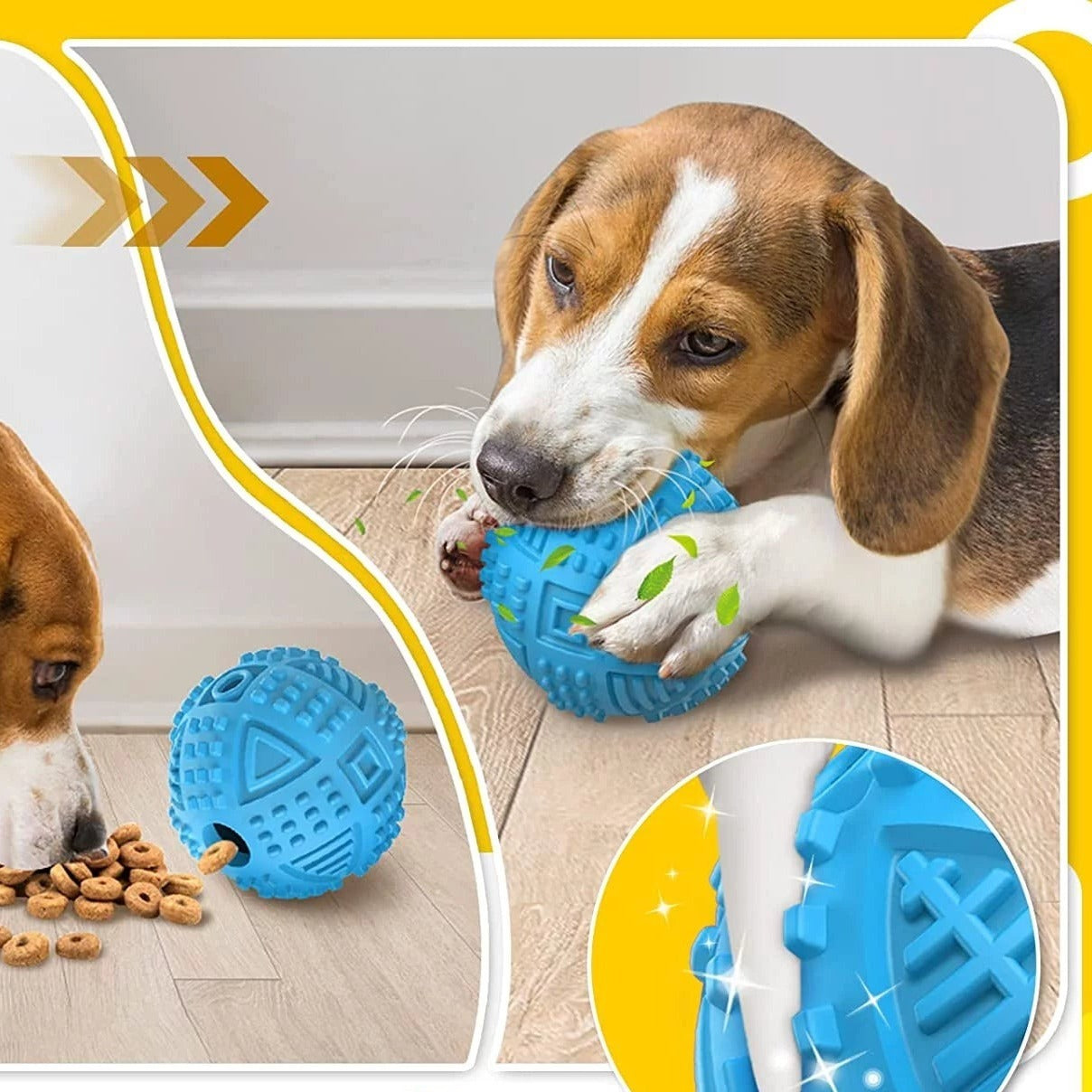 Dog Balls Treat Dispensing Dog Toys, Dog Toys for Aggressive Chewers Large Breed, Nearly Indestructible Squeaky Dog Chew Toys for Large Dogs, Natural Rubber Dog Puzzle Toys, Tough IQ Dog Treat Balls