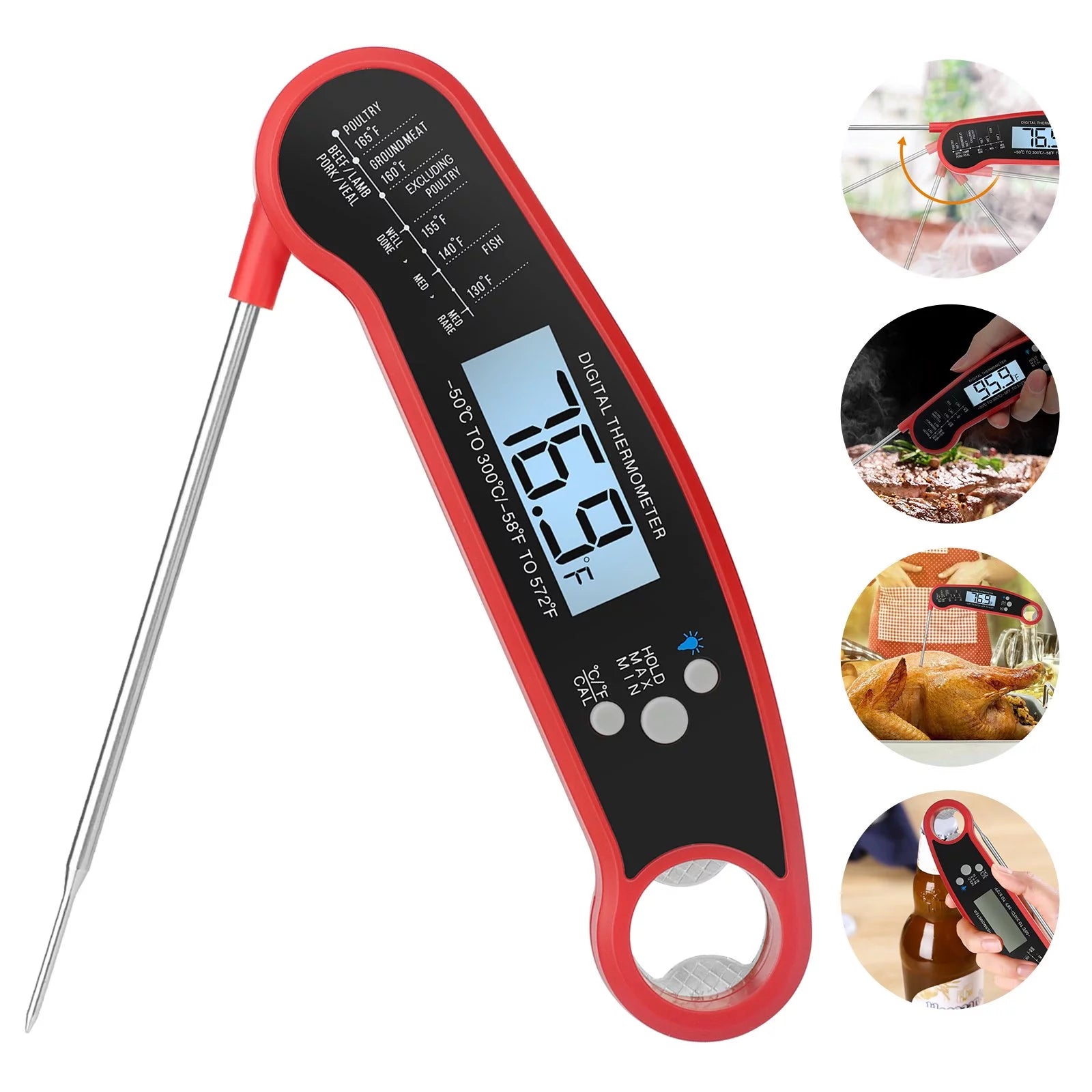 Wireless Meat Thermometer Digital for Grill - Instant Read Grill Thermometer, Food Thermometer for Outdoor Cooking, BBQ Accessories, Cooking Thermometer for Kitchen